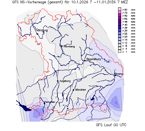 GFS Niederschlagsvorhersage (Summe) für 24 Stunden vom 10.01.2026 wurde nicht gefunden!